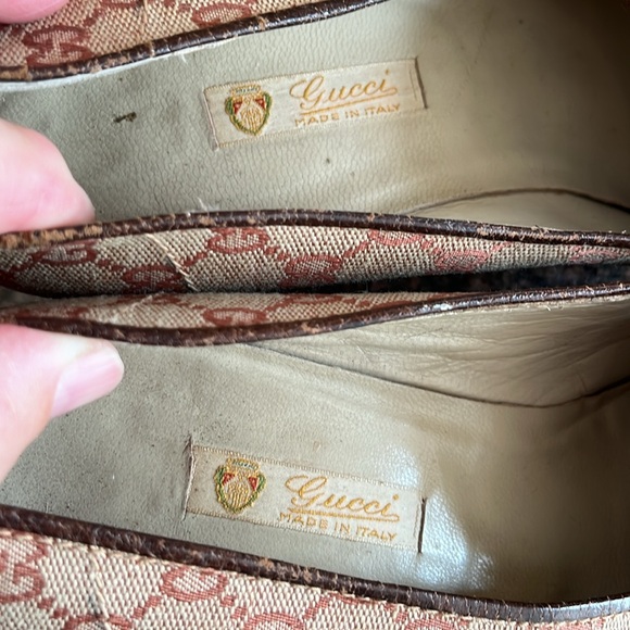 GUCCI LADIES BROWN GG WEB GOLD LOW HEEL PUMPS-40B-9.5-VINTAGE - Picture 14 of 14